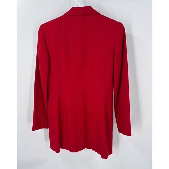 Hugo Buscati collection 100% wool hidden button closure long red blazer jacket 2 - Picture 2 of 9